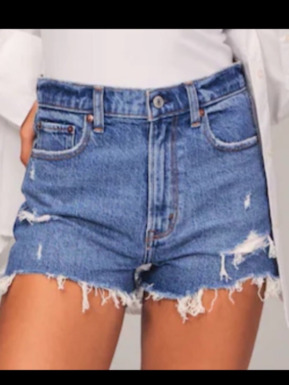 Abercrombie & Fitch Distressed Blue Denim Jean Shorts